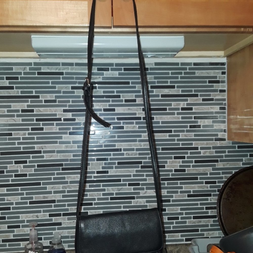 Leather Black Purse Length Adjustable